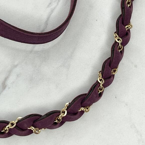 Purple Faux Suede Gold Tone Chain Woven Tie Belt One Size OS - Picture 6 of 12